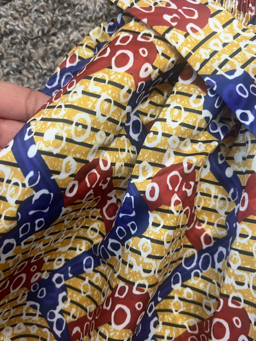 Festival Ready Patterned Maxi Skirt with Pockets - Navy, Yellow & Red - Picture 4 of 6